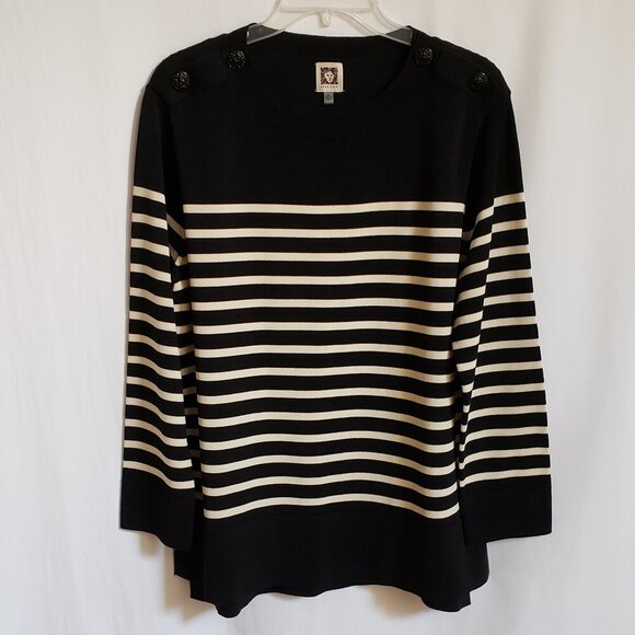 Anne Klein Tops - Anne Klein - Black and Tan Stripe Knit Top.  Size XL